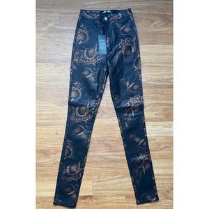 Snake Print Faux Leather Pants